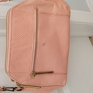 Elliott Lucca Peachy Pink Double Zippered Crossbody Bag